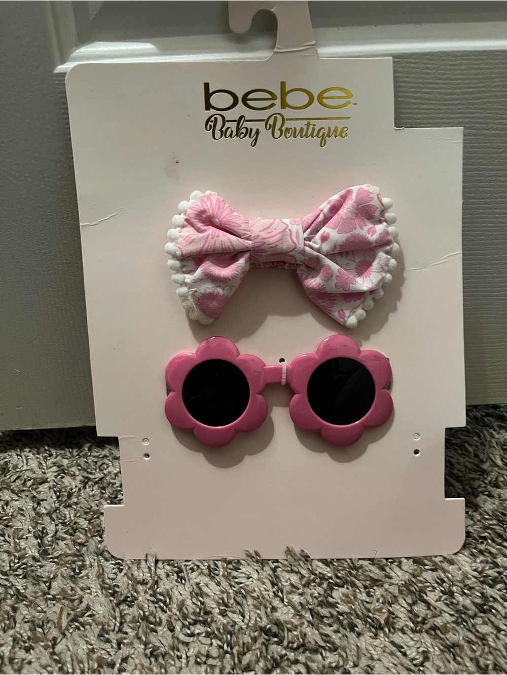 bebe Pink Floral Bow and Flower Sunglasses Set